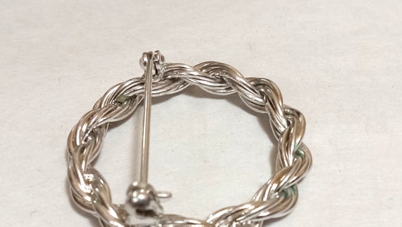 Vintage Sterling Silver Twisting Rope Chain Brooc… - image 3