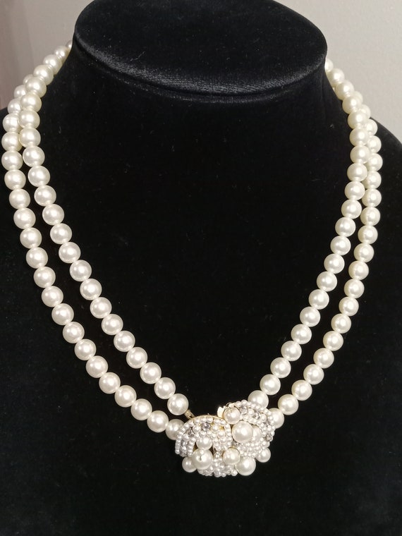 Vintage Double Strand Pearl Bead Necklace; Vintag… - image 9