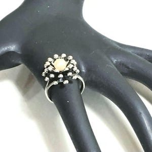 Vintage Silver Pearl Solitaire Ring; Vintage Pearl Ring; Vintage Silver Ring; Art Ring; Unique Ring; Modernist Ring