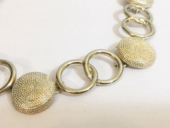 Vintage CROWN TRIFARI Gold Tone Textured Circles … - image 6