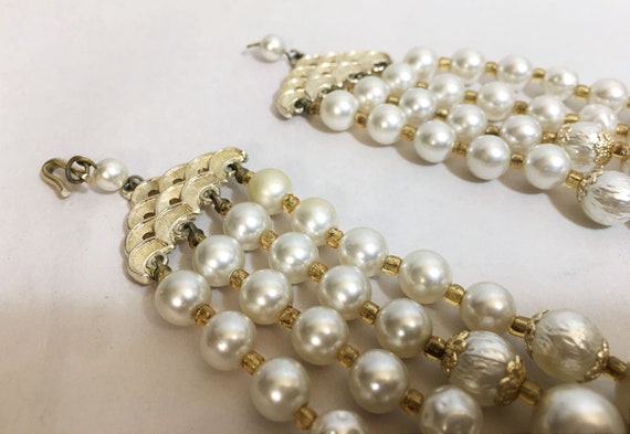 Vintage Gold Tone Stacking Pearl & Rondelle Bead … - image 6