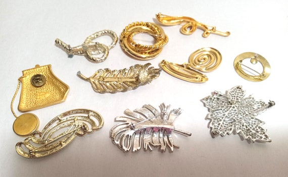 Vintage Gold & Silver Tone NOT PERFECT Brooch Lot… - image 6