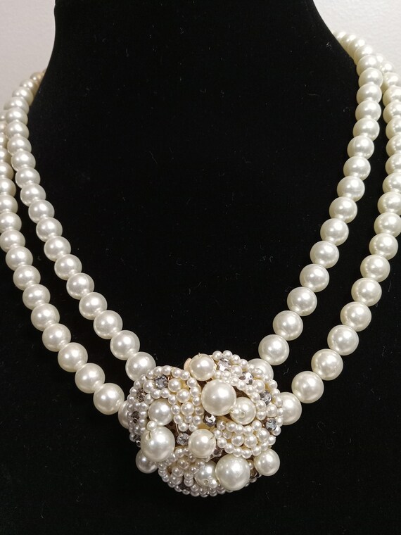 Vintage Double Strand Pearl Bead Necklace; Vintag… - image 3