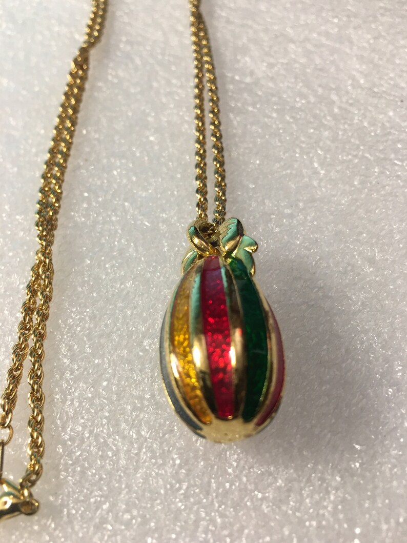 Joan Rivers Retired Colorful Enamel & Gold Tone Egg Pendant | Etsy