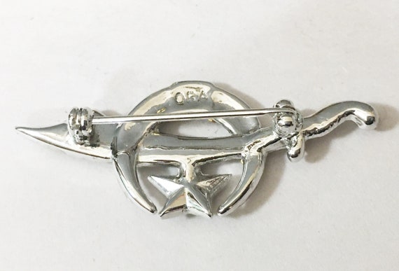 Vintage Silver ORA Masonic Sword & Crescent Moon … - image 4