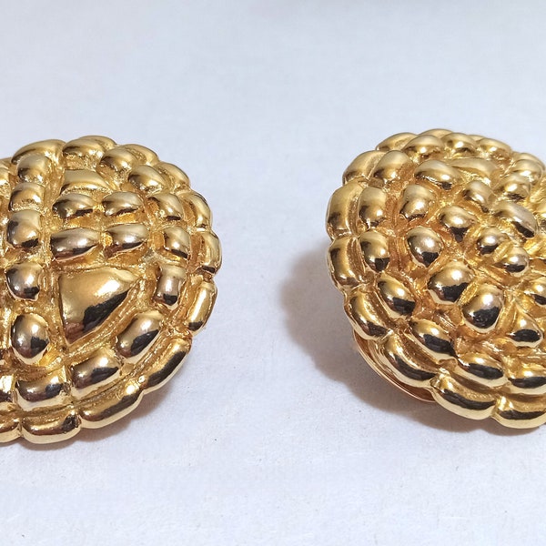 Vintage BLANCA Round Textured  Clip on Earrings; Vintage BLANCA Clip on Earrings; Vintage Clip on Earrings; Clip on Earrings; BLANCA Jewelry