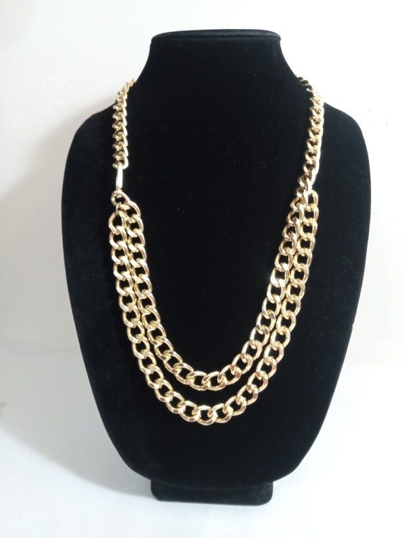 VintageGold Tone Stacking Large Link Chain Necklac