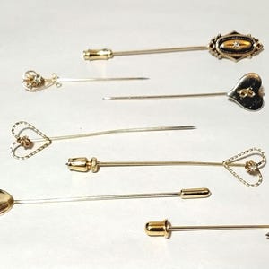 Vintage and Antique Gold Tone Jewelry Pin Bundle; 7 Vintage Antique Jewelry Pins; Gold Jewelry Pin Bundle; Antique Pin; Vintage Gold Pin