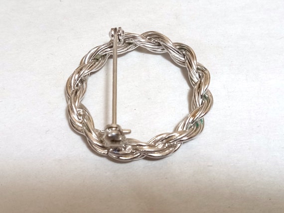 Vintage Sterling Silver Twisting Rope Chain Brooc… - image 4