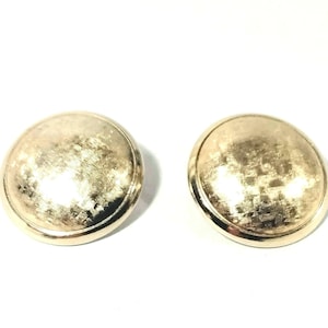 Vintage Gold Tone Textured Round Clip On Earrings