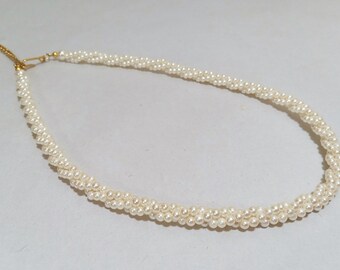 Vintage NAPIER Gold Tone White Seed Pearl Choker; Vintage NAPIER Seed Pearl Choker; NAPIER Seed Pearl Choker; Pearl Choker; Napier Choker