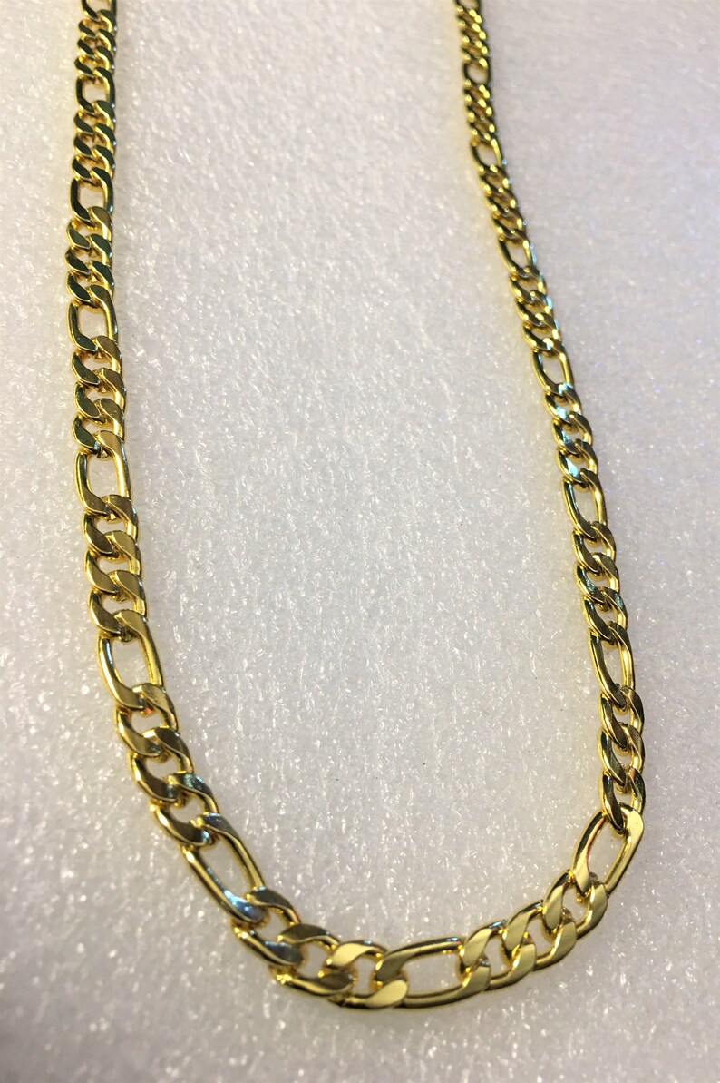 18K Gold Over Silver 22 Figaro Chain Necklace Gold | Etsy