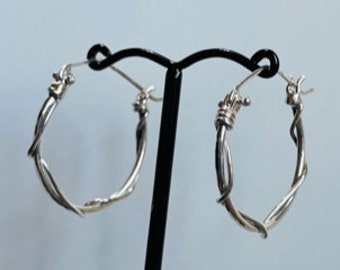 Wrapped Hoop Earrings, Hammered in Recycled Sterling Silver, Size - Small.  Special Gift, Xmas Present,