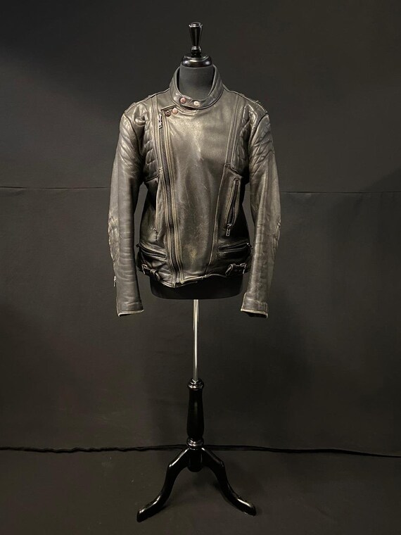 1970's Black Leather Motorcycle Jacket