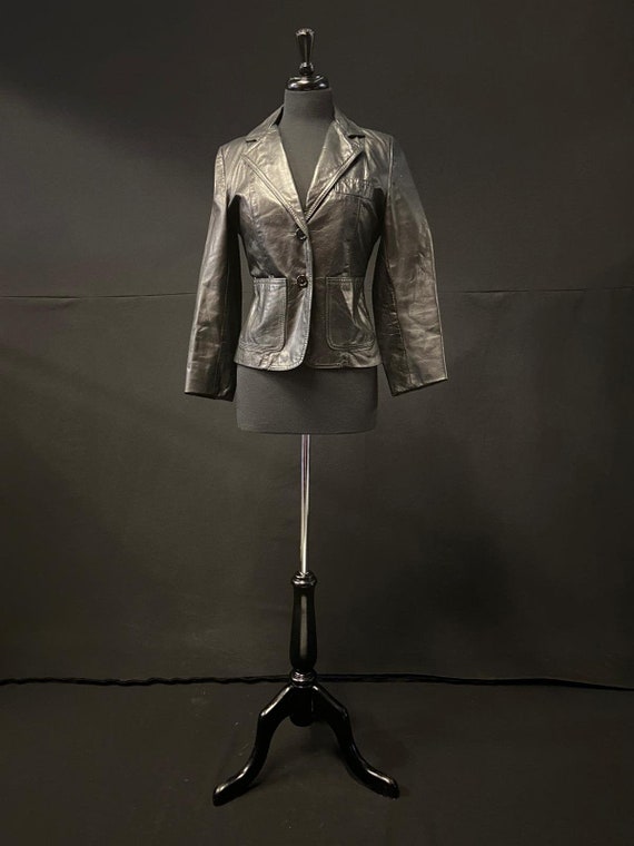 Black Leather Blazer Jacket