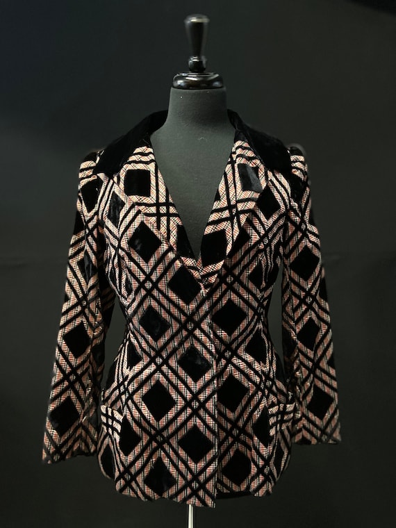 Roger Brines Flocked Velvet Glam Jacket c1972