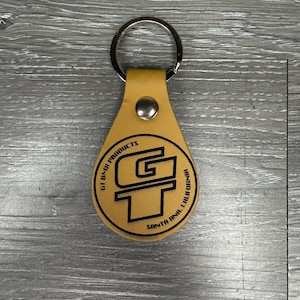 GT Keychain Vinyl Leather Tan Red Brown BMX Bike