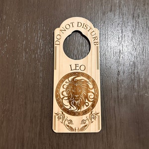 Zodiac Leo Do Not Disturb Engraved Door Hanger Sign