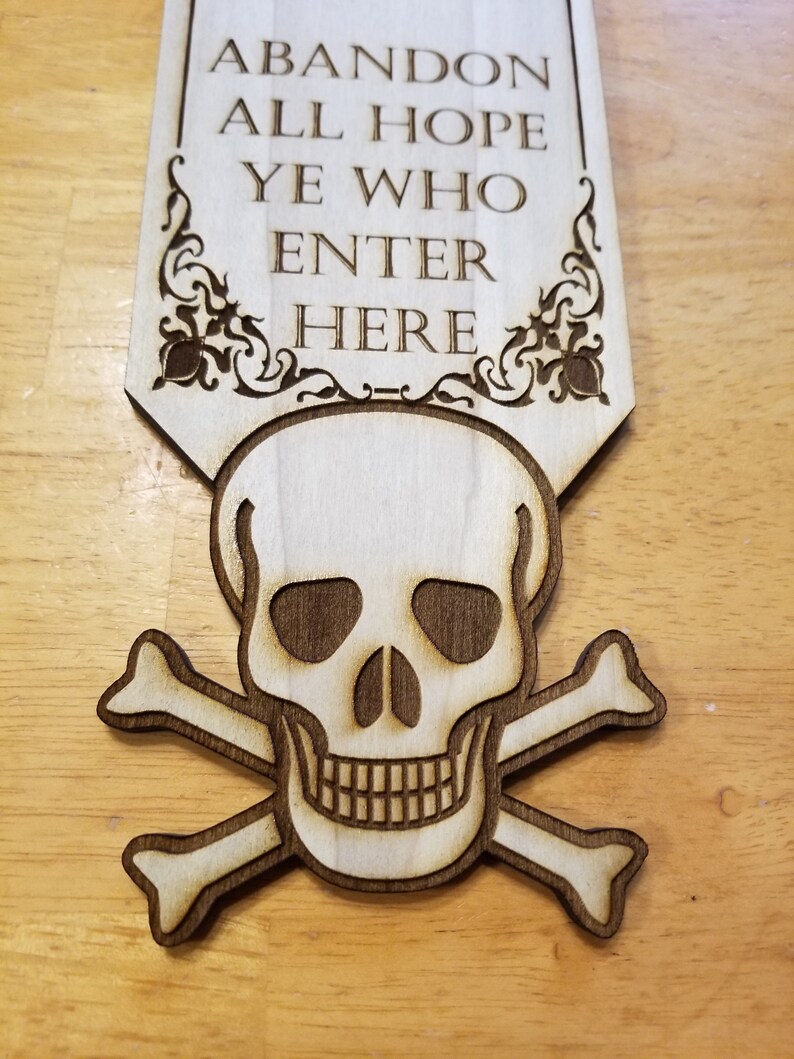 Abandon All Hope Ye Who Enter Here Engraved Door Hanger Sign - Etsy