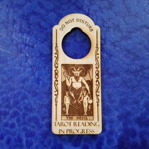 The Devil Do Not Disturb Tarot Reading in Progress Engraved Door Hanger Sign