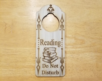 Reading Do Not Disturb Engraved Door Hanger Sign Bookworm
