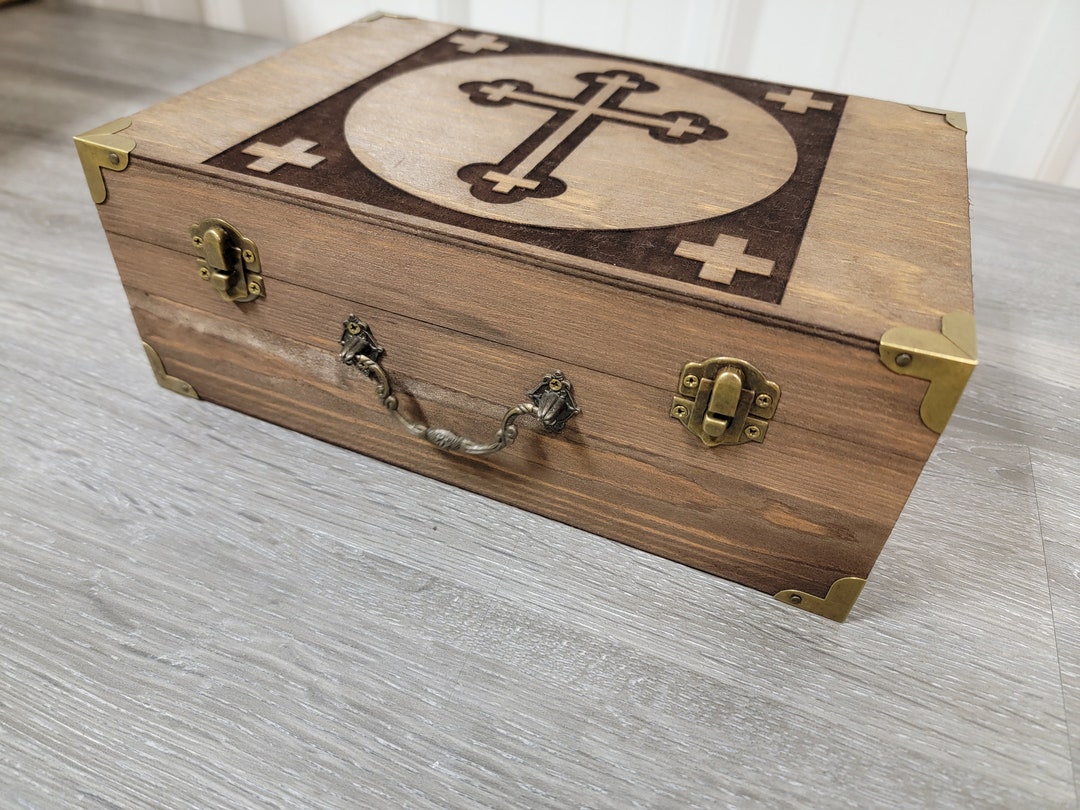 Crucifix Christian Prayer Box With Stained Glass Bottom - Etsy