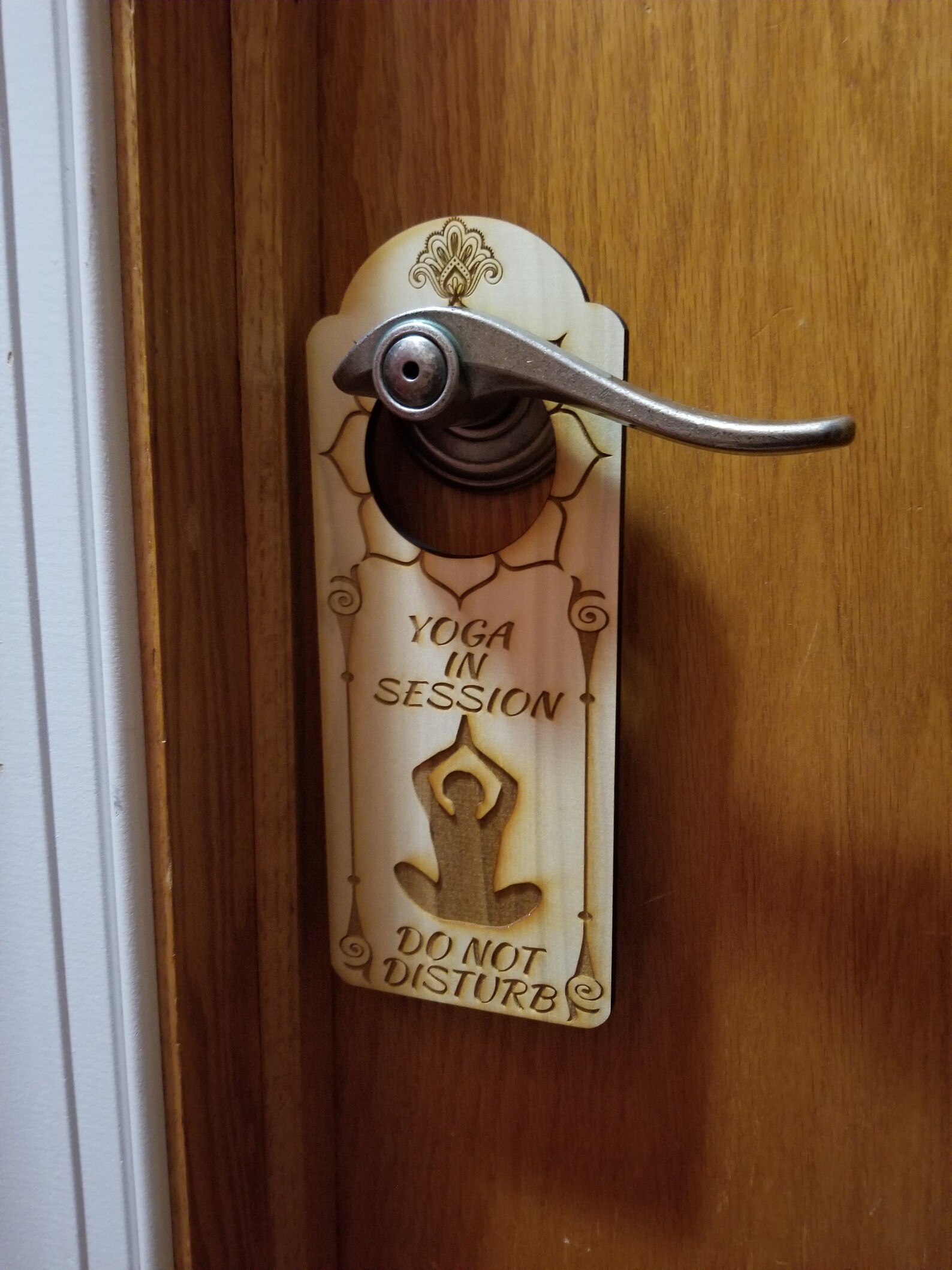Do Not Disturb Yoga in Session Engraved Door Hanger Sign - Etsy