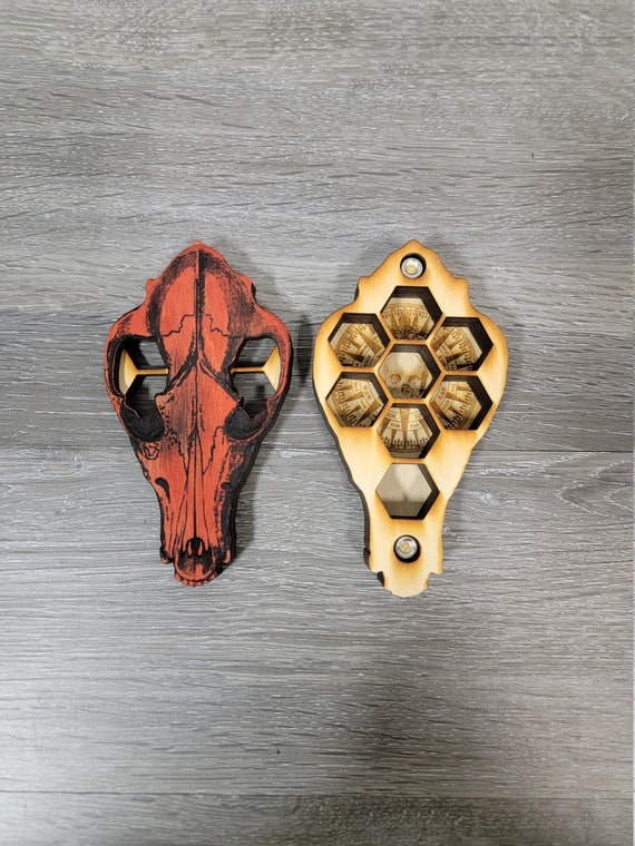 Deep Orange Wolf Skull Trpg Wooden Gaming Dice Box 8 Chamber Etsy Deep Orange Wolf Skull Trpg Wooden Gaming Dice Box 8 Chamber Etsy