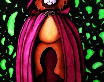 Portret tovenaarbeer: spookachtige halloweenkunst