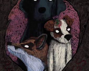 Plague Dogs Art Print: Richard Adams Tribute, Horror Halloween Decor