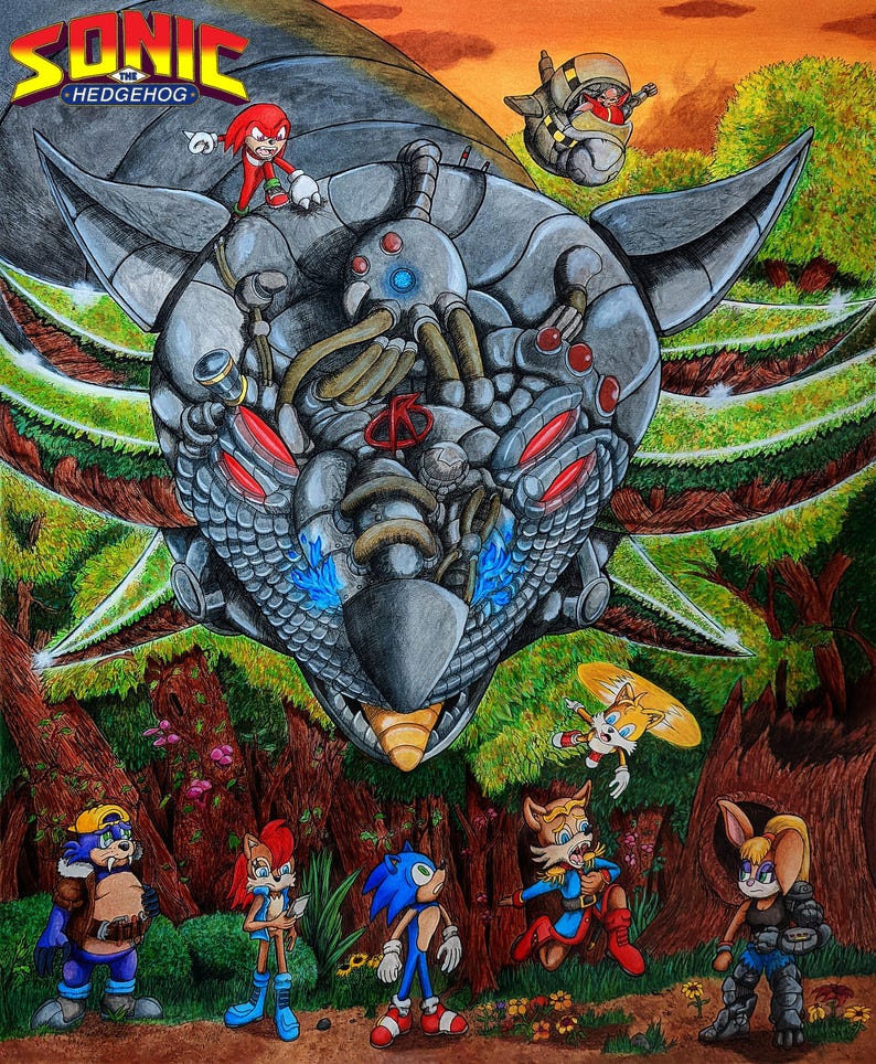 Sonic The Hedgehog Fan Art Print Archie Comics Tribute Etsy sonic-the-hedgehog-fan-art-print-archie-comics-tribute-etsy