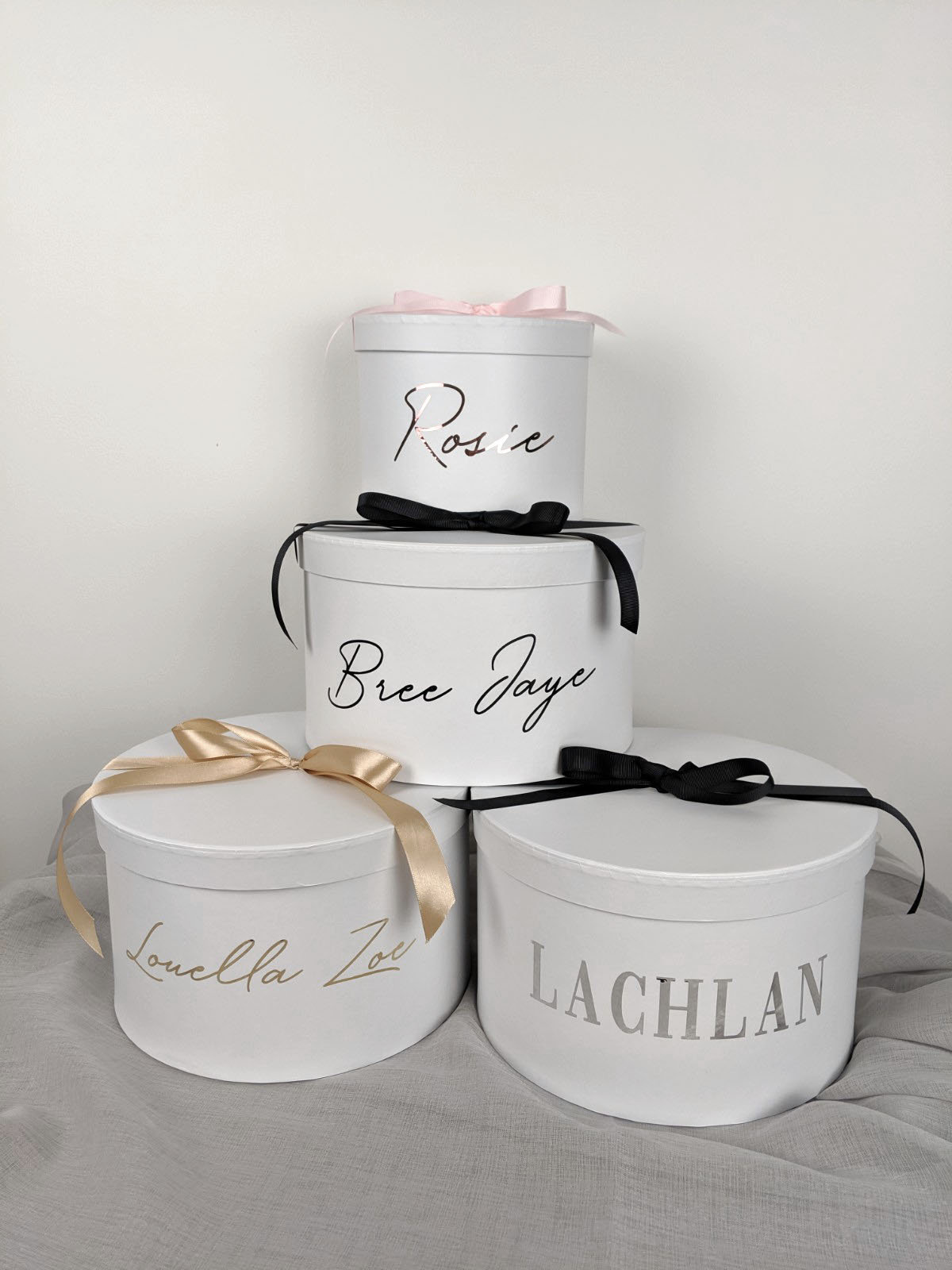 Personalised Round White Gift Box With Ribbon Etsy UK