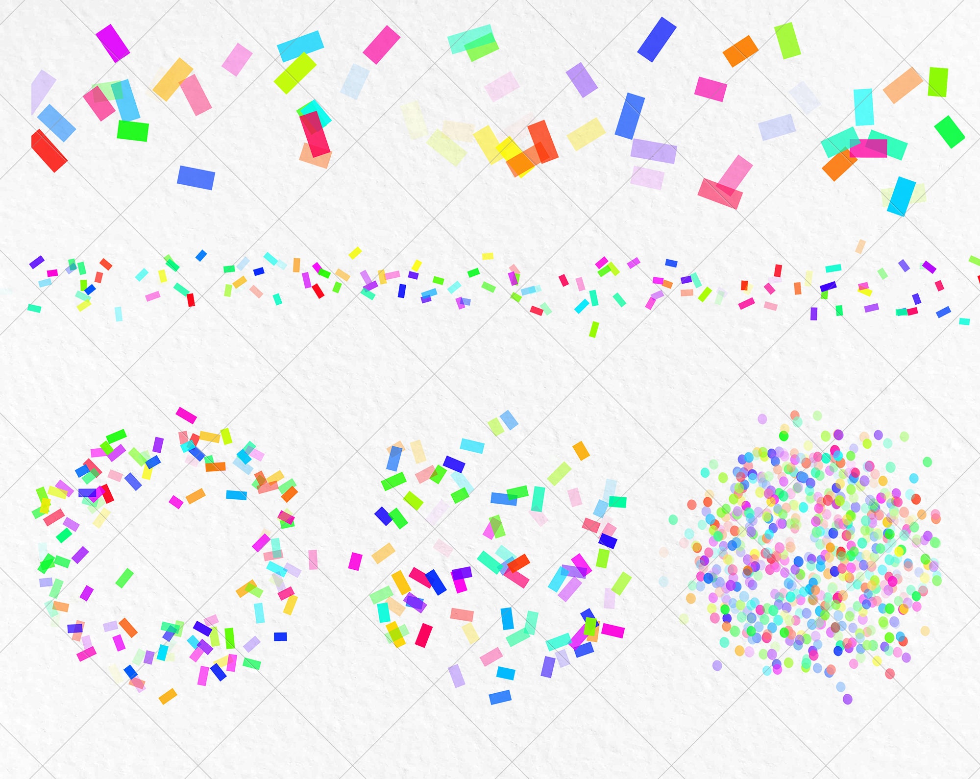 Rainbow Confetti Borders Clipart Confetti Frames PNG Etsy