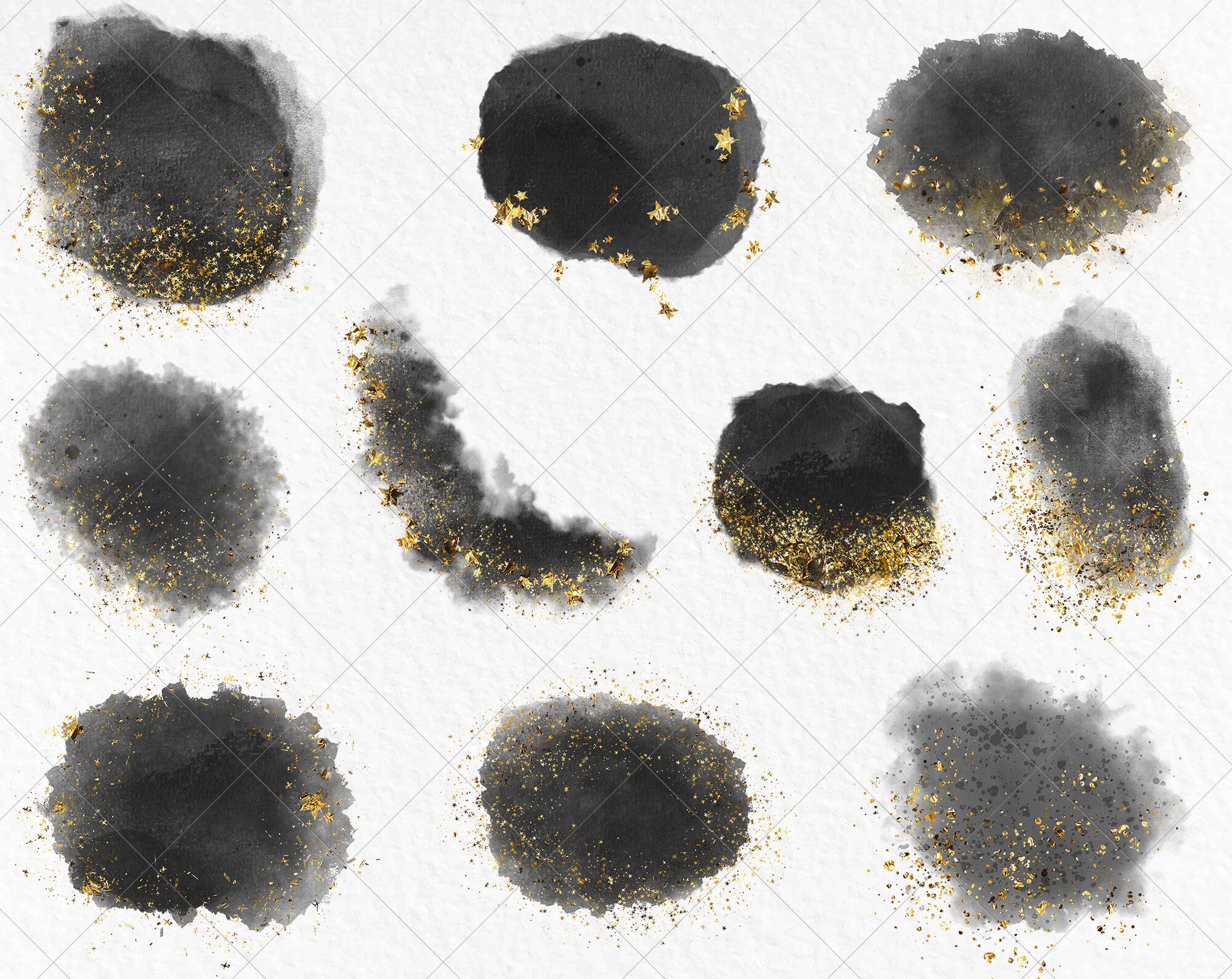 Schwarz Und Gold Flecken ClipArt Schwarze Aquarell Text Etsy