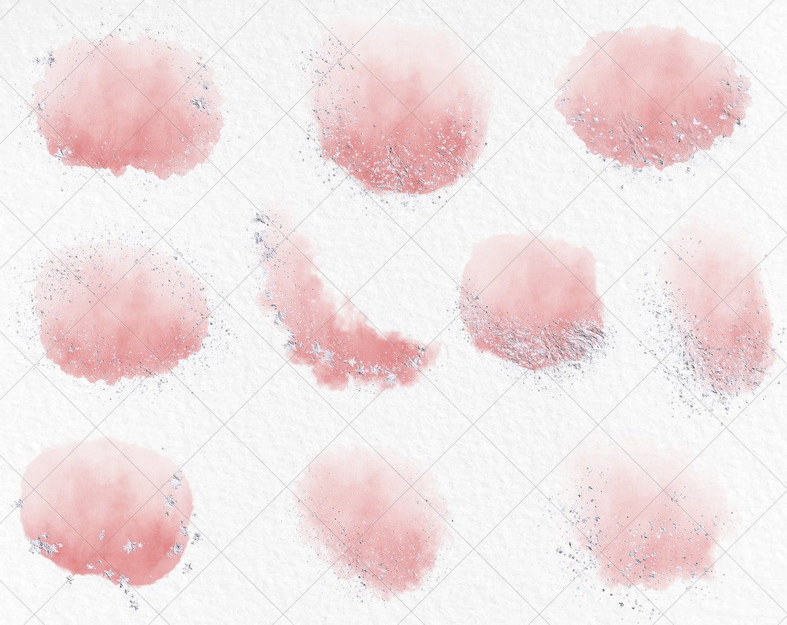 Rosa Und Silber Flecken ClipArt Weiche Rosa Aquarell Text Etsy