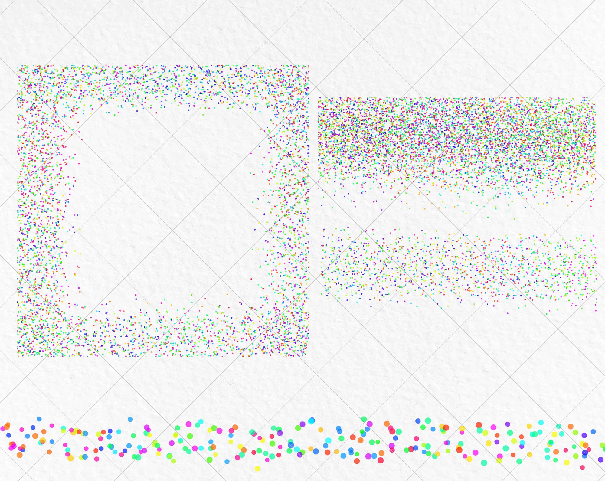 Rainbow Confetti Borders Clipart Confetti Frames PNG Etsy