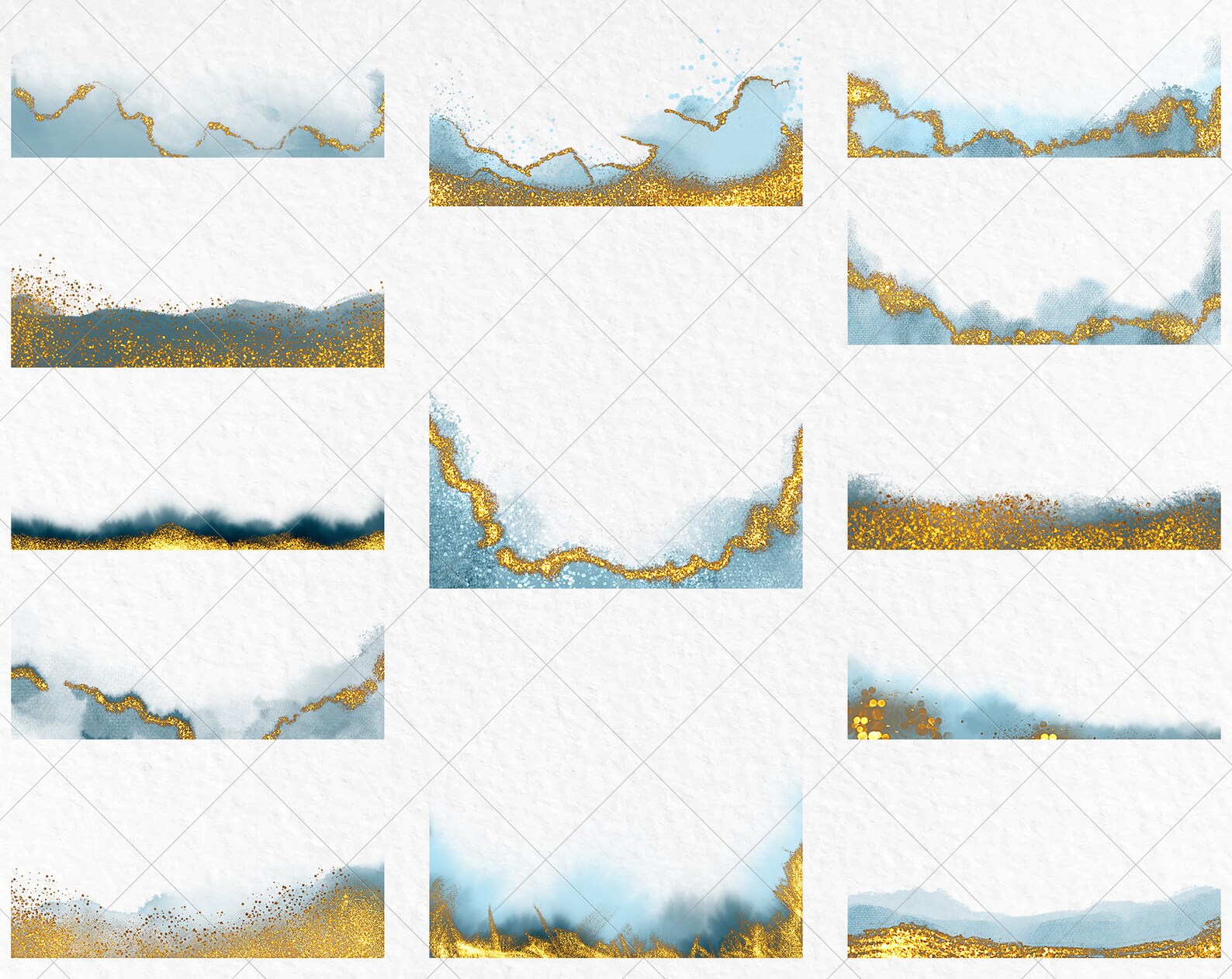 Blue Borders Clip Art Gold Frames Clipart Abstract Overlays Etsy