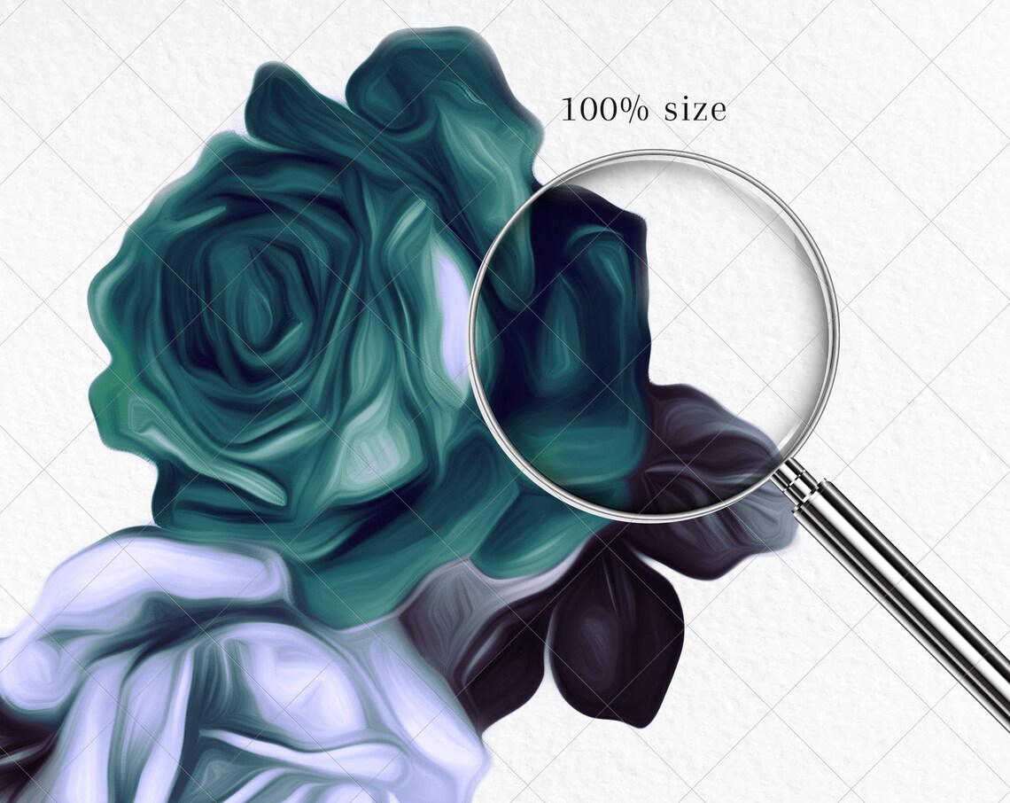 Turquoise Roses Clipart Vintage Roses Clip Art Blue Floral Etsy