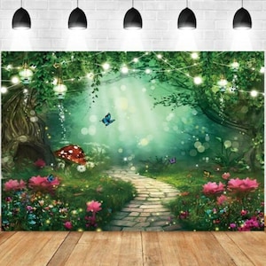 Droombos Sprookjesland Sprookje Paddestoel Fotografie Achtergrond Vinyl Bloemen Landschap Achtergrond Party Stage Banner Foto Props Decor