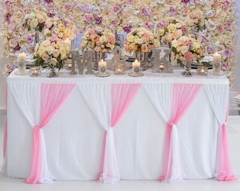 Party Cake Table Skirt Crossable Birthday Dessert Table Tablecloth Tulle Table Skirting for Wedding Banquet Decoration