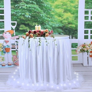 Tulle Table Skirt for Round Table Party Decoration Table Skirting Christmas Tablecloth Wedding Banquet Baby Shower Dessert Table Skirts