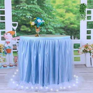 Tulle Table Skirt for Round Table Party Decoration Table Skirting Christmas Tablecloth Wedding Banquet Baby Shower Dessert Table Skirts
