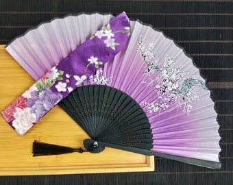 Floral Silk Folding Fan, Wedding Favor, Dancing Fan