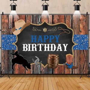 Buon compleanno Fotografia Sfondi Studio Board Farm Cowboy Sfondo Sfondo in legno Banner Decorazione