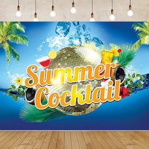 Telón de fondo de fotografía de cóctel de verano Fondo de impresión de vinilo Póster Fondo de fiesta temática de natación Fondo de tela de impresión de piscina