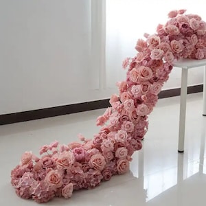 Wedding Flower Row Dusty Pink Flower Row Wedding Arch Flowers Garland  Reception Table Runner Party Stage Road Cited Flower