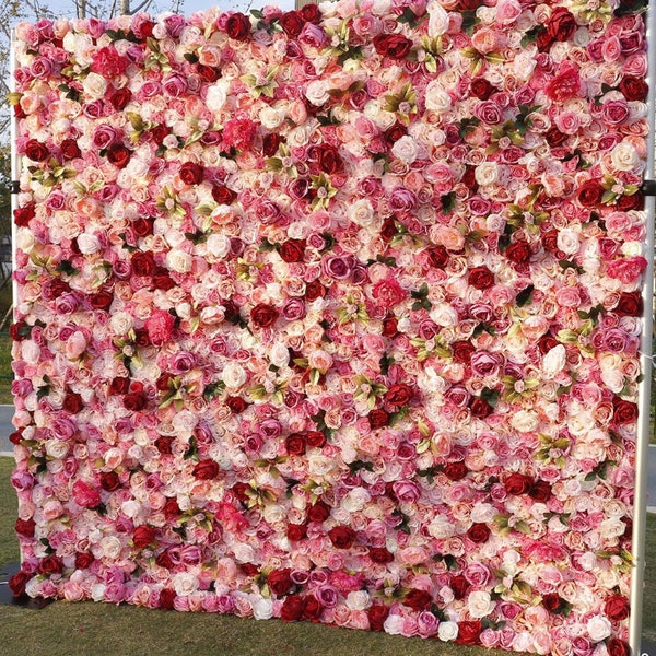 Enthusiastic Artificial Silk Rose Flower Panels Flowers Wall Backdrop for Wedding Flowers Wall Birthday Event Princess Room Decor