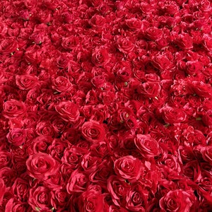 Entusiasta Pannelli di fiori di rosa di seta artificiale rossa Fiori Sfondo da parete per fiori di nozze Parete Evento di compleanno Decorazioni per la stanza della principessa