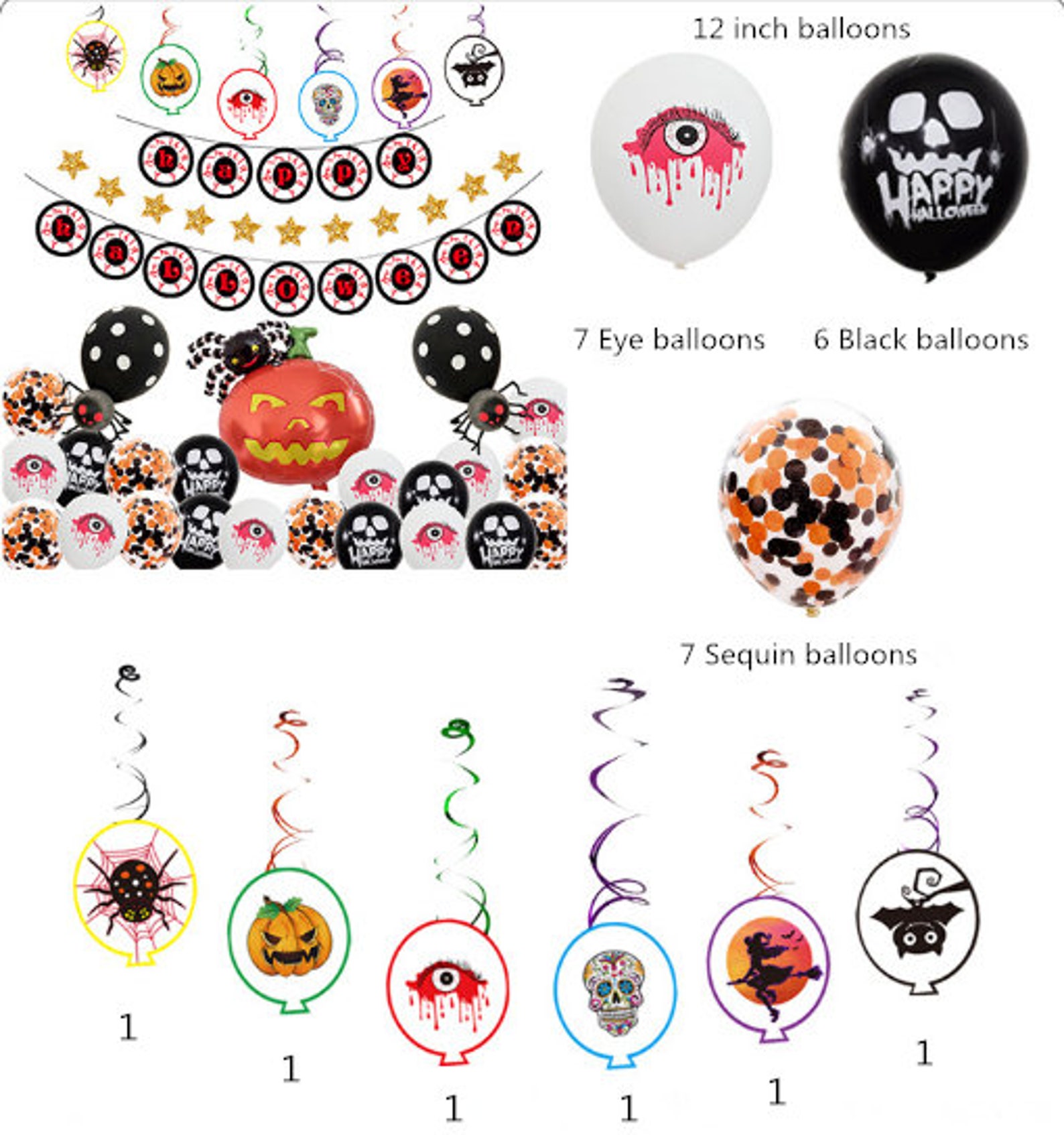 Fantastic Halloween Balloon Set Pumpkin Skeleton Inflatable Etsy