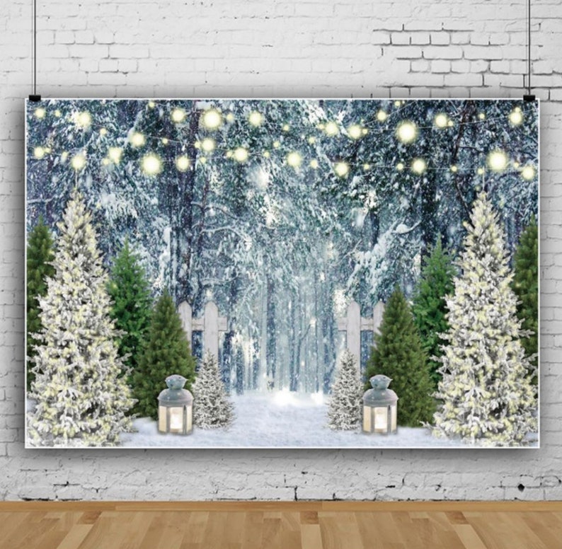 Winter Snow Landscape Photography Backdrop Banner Christmas Theme ...